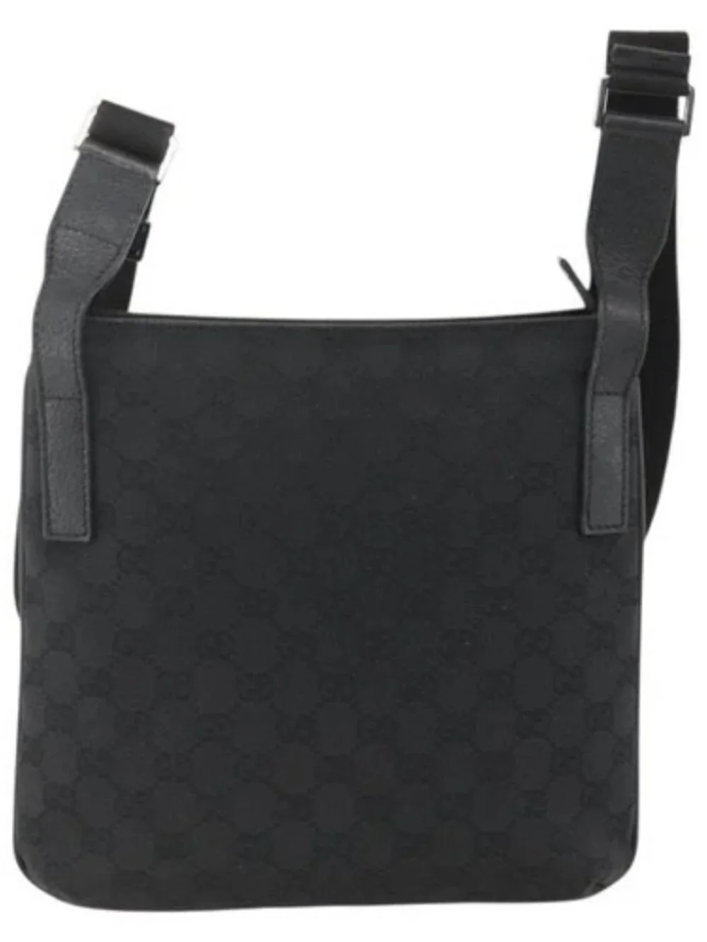 GUCCI GG Canvas Shoulder Bag Black Silver 122793 Auth BAZ206A